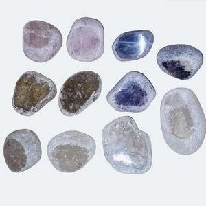 Seer Stones / Emma Eggs: 11 River Polished Amethyst, Smokey, Rose & Clear Quartz